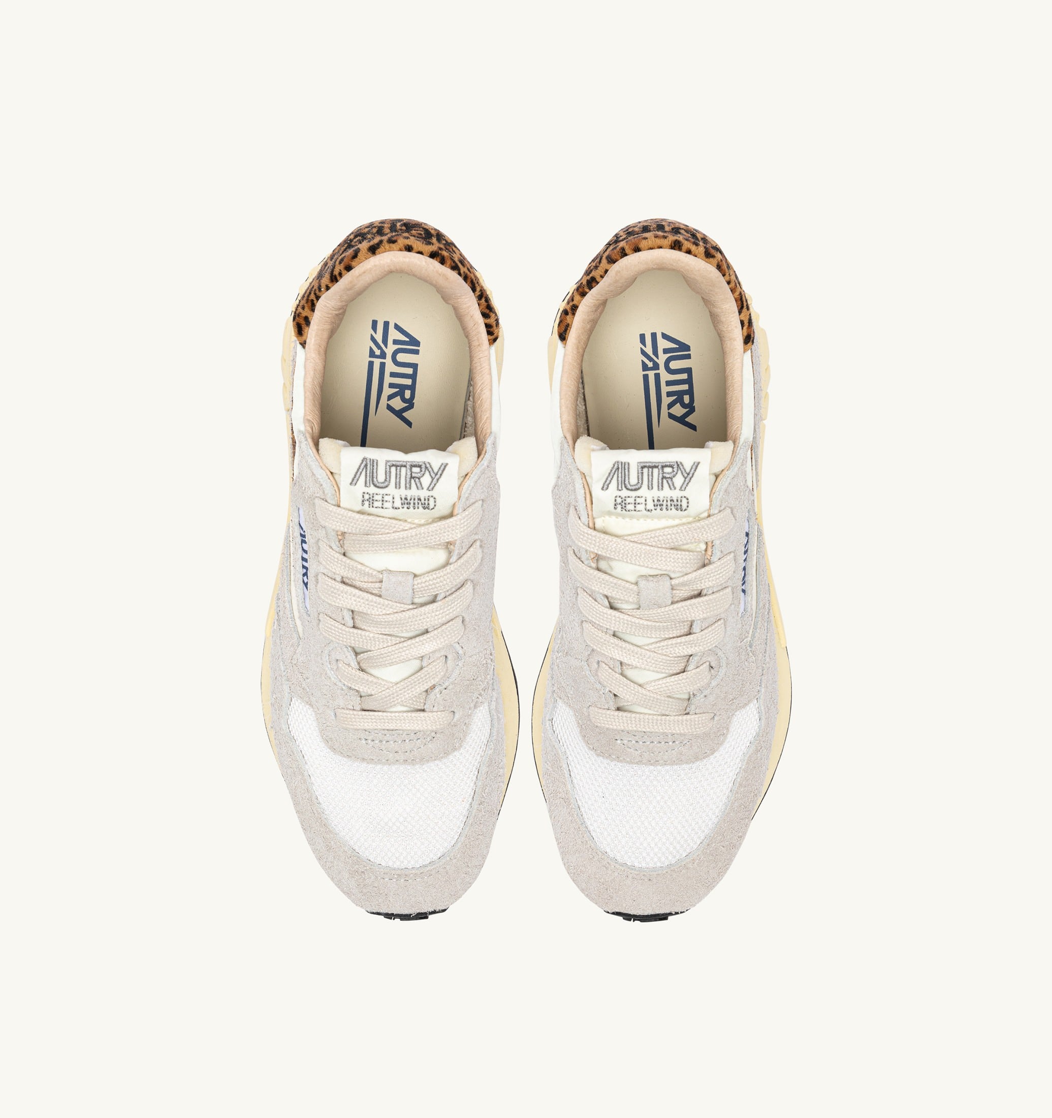 BASKETS REELWIND LOW EN NYLON ET DAIM BLANC ET LEOPARD