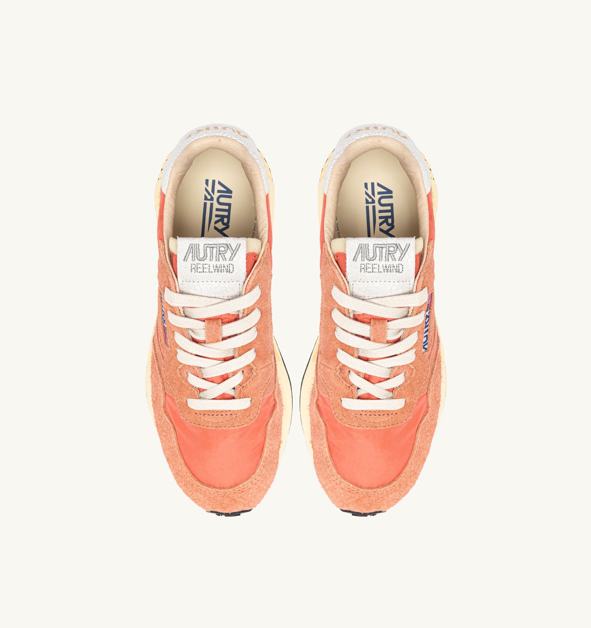 BASKETS REELWIND LOW EN NYLON ET DAIM BLANC ET PEACH PINK
