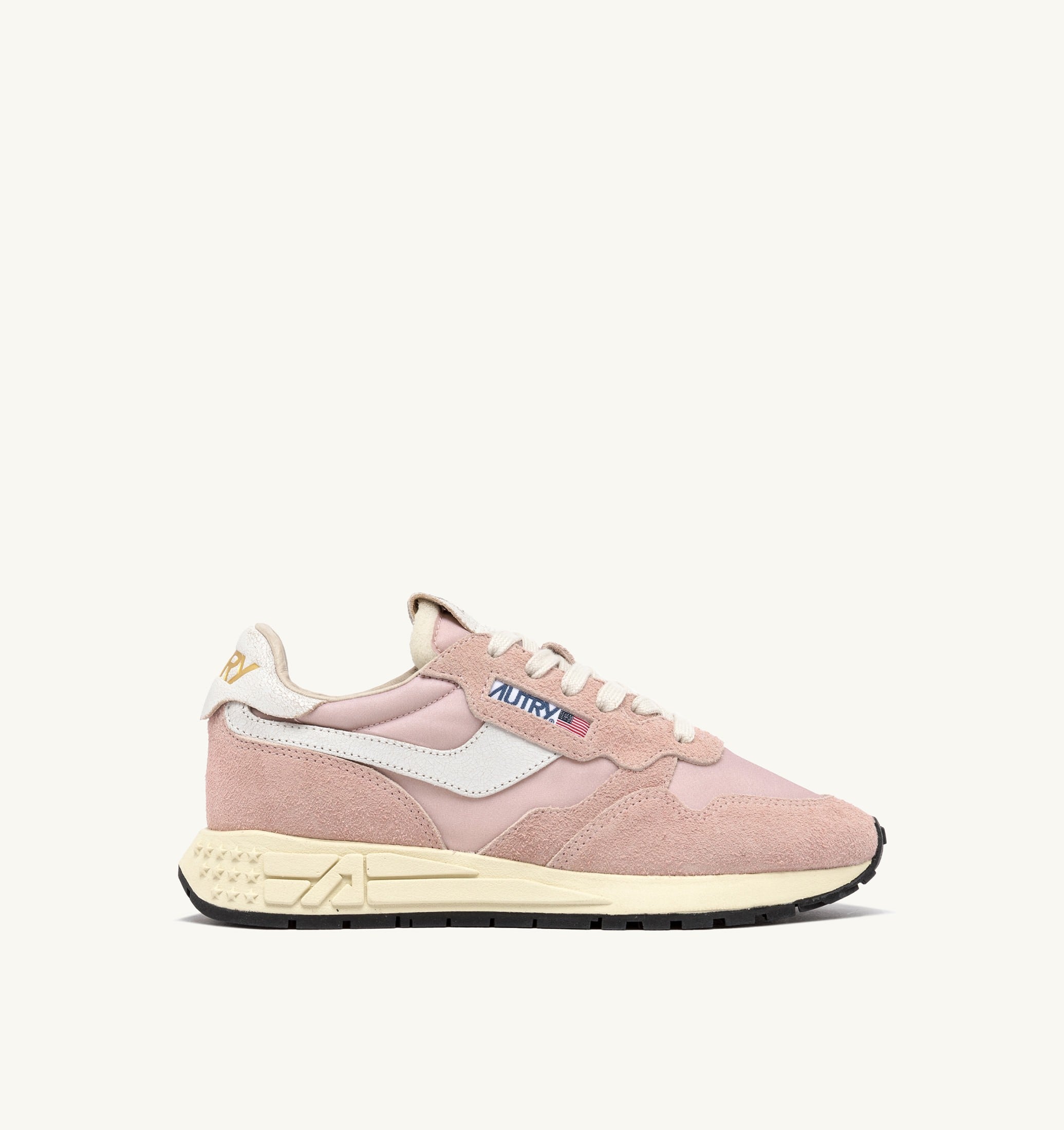 BASKETS REELWIND LOW EN NYLON ET DAIM COLORIS BLANC ET POWDER PINK