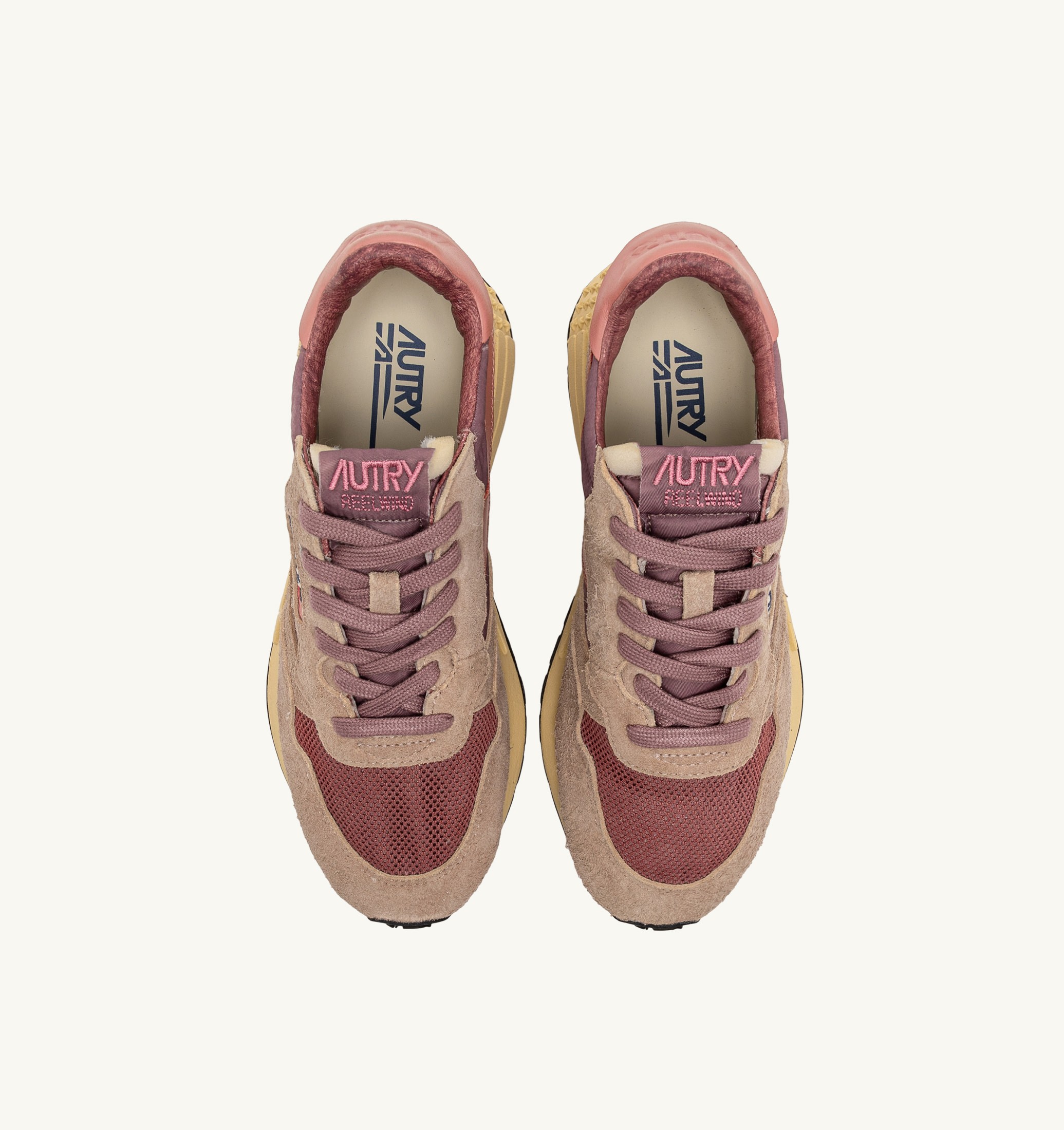 BASKETS REELWIND LOW EN NYLON DAIM ET CUIR ROSE ET DESERT SAND