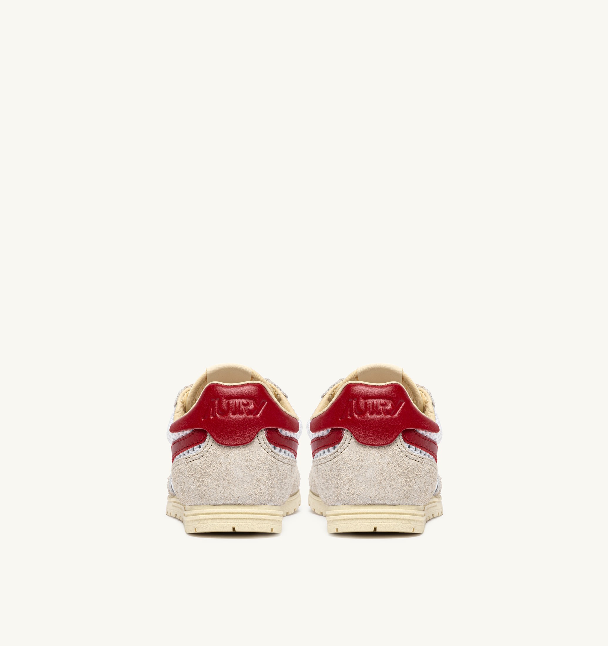 BASKETS WINDSPIN EN MESH ET CUIR BLANC SAND ET ROUGE