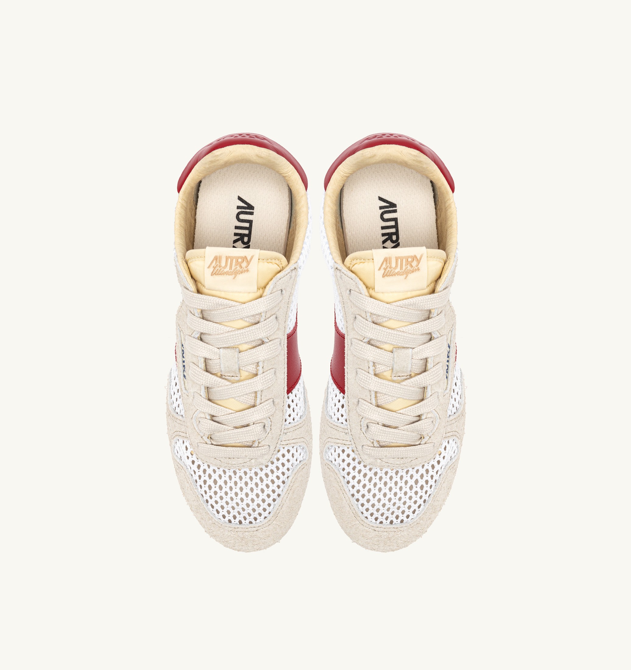 BASKETS WINDSPIN EN MESH ET CUIR BLANC SAND ET ROUGE