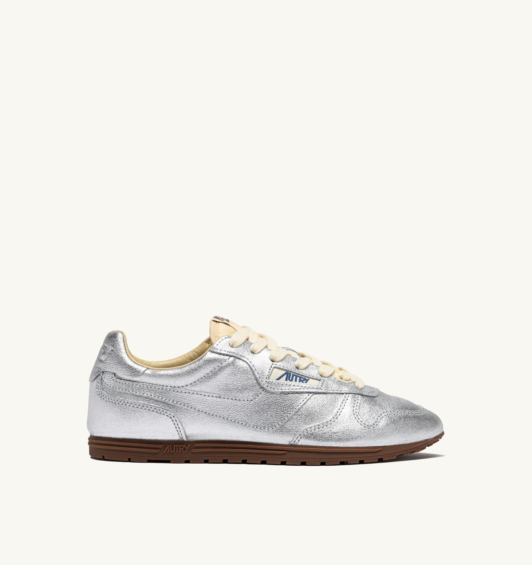 BASKETS WINDSPIN EN CUIR LAMINÉ ARGENT