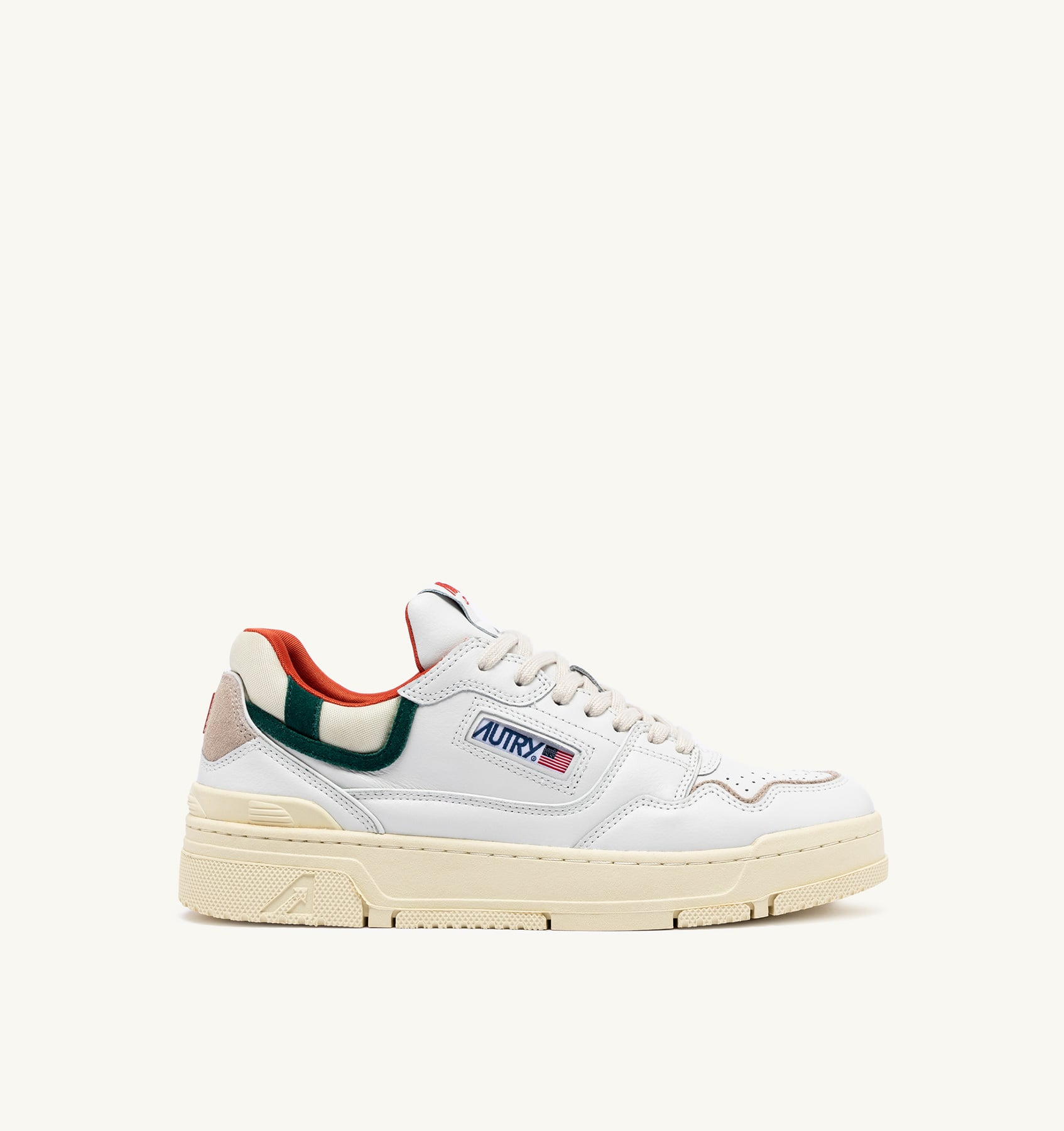 BASKETS CLC LOW EN CUIR BLANC ET DAIM FOREST
