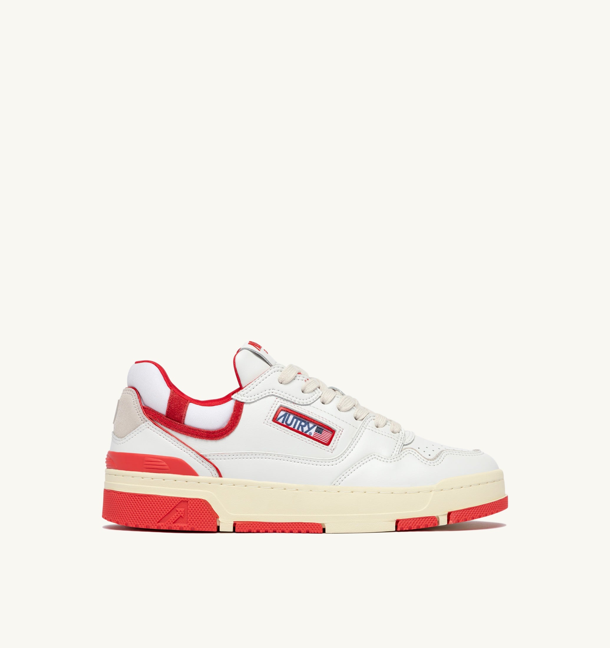 BASKETS CLC LOW EN CUIR BLANC ET VIRGIN RED