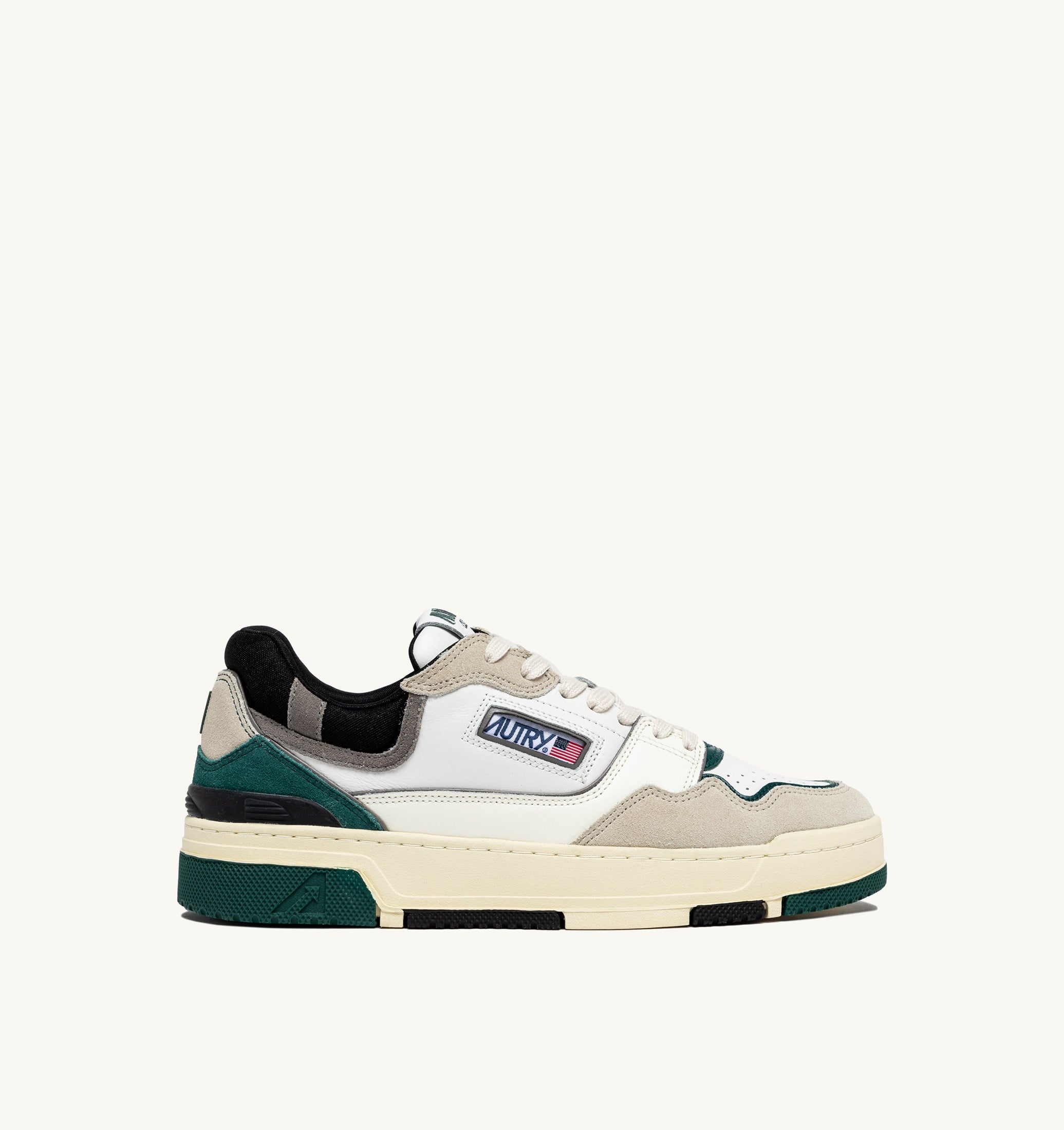 BASKETS CLC LOW EN DAIM ET CUIR BLANC ET FOREST
