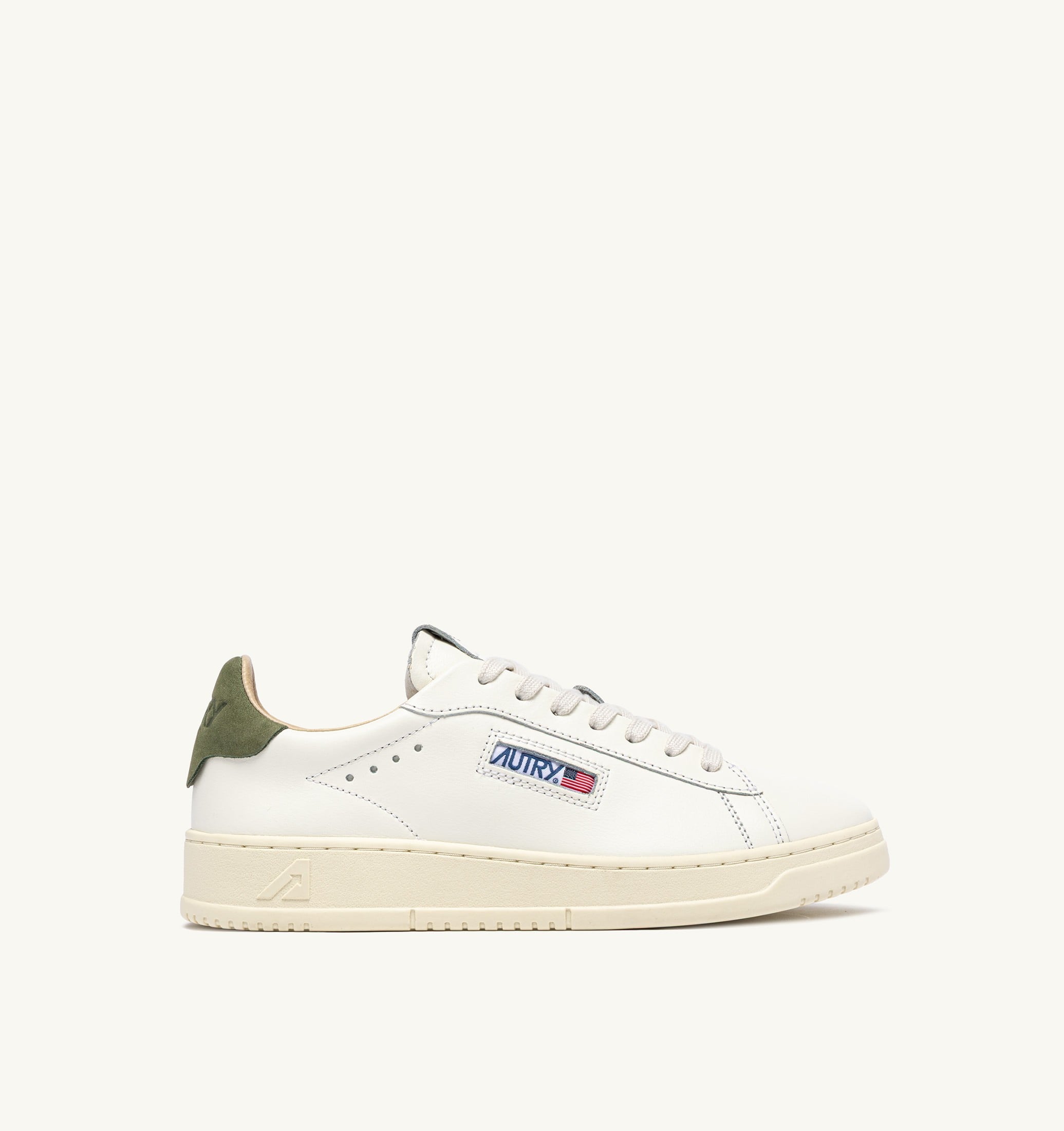 BASKETS DALLAS LOW EN CUIR LODEN GREEN ET MARSHMALLOW