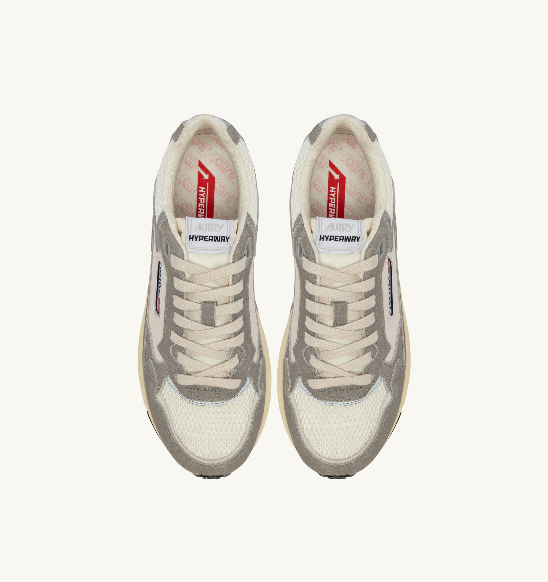 BASKETS HYPERWAY EN MESH ET DAIM BLANC ET PLOMB
