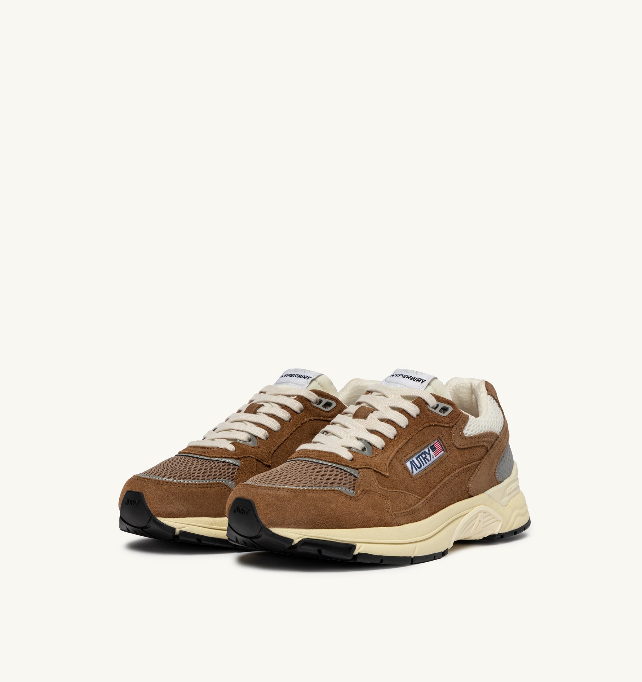 BASKETS HYPERWAY EN MESH ET DAIM CIGAR ET ARGENT