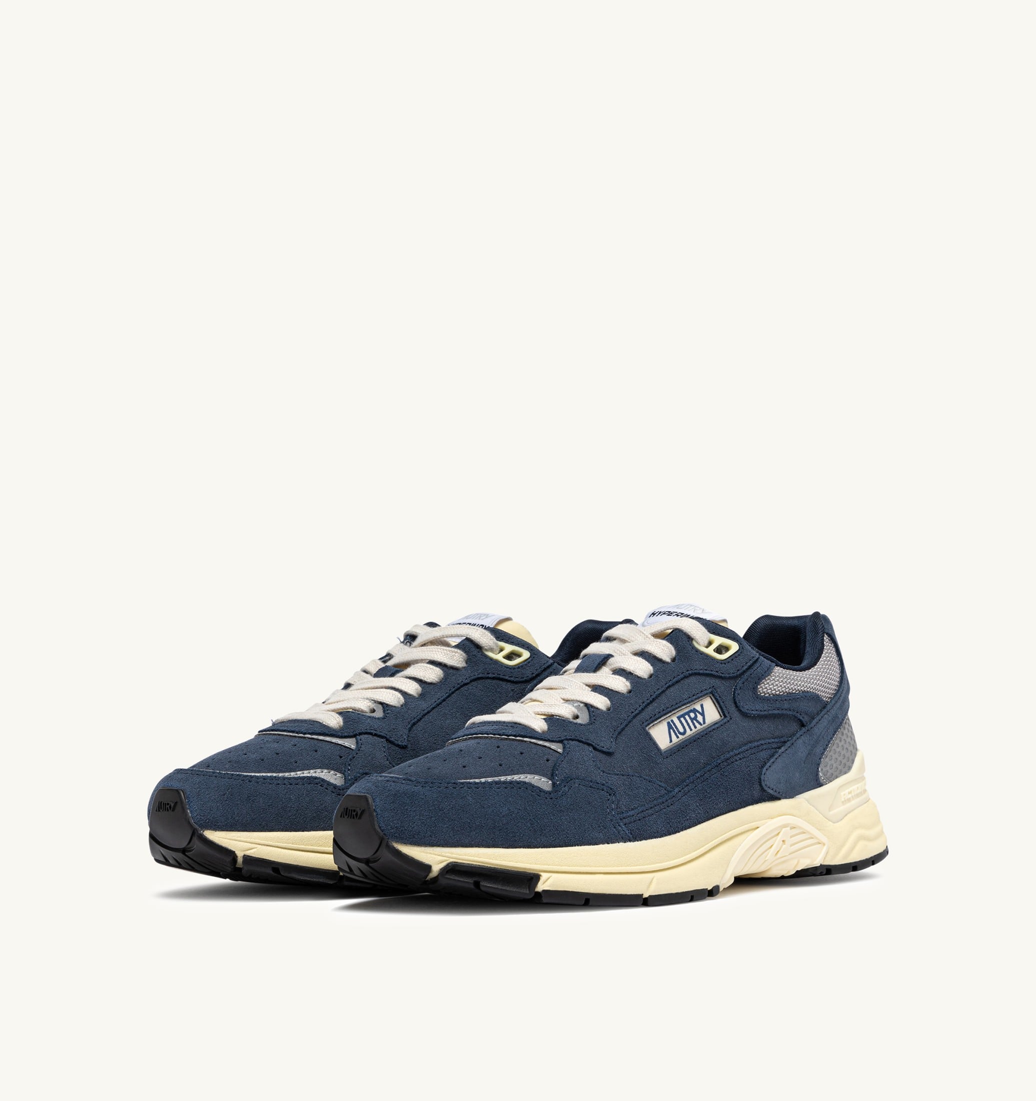 BASKETS HYPERWAY EN MESH ET DAIM DENIM ET ARGENT