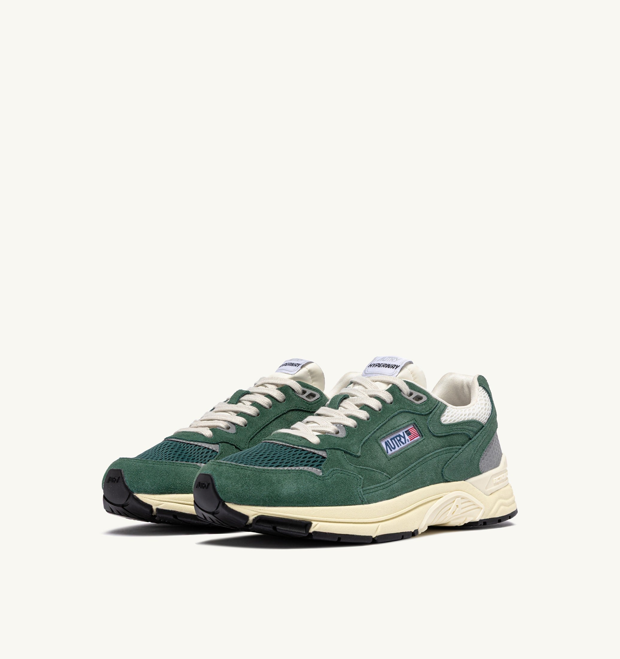 BASKETS HYPERWAY EN MESH ET DAIM MALACHITE ET ARGENT