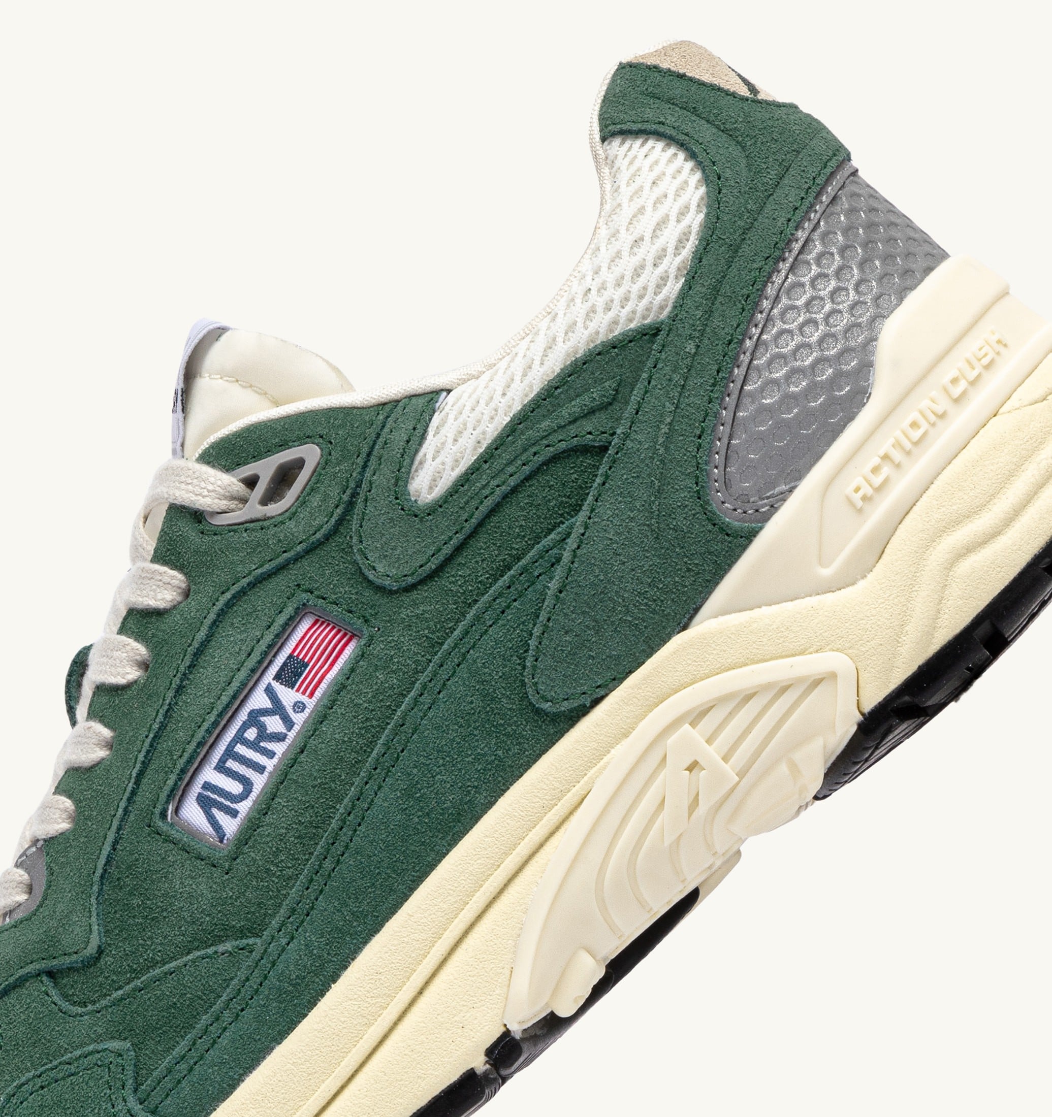 BASKETS HYPERWAY EN MESH ET DAIM MALACHITE ET ARGENT