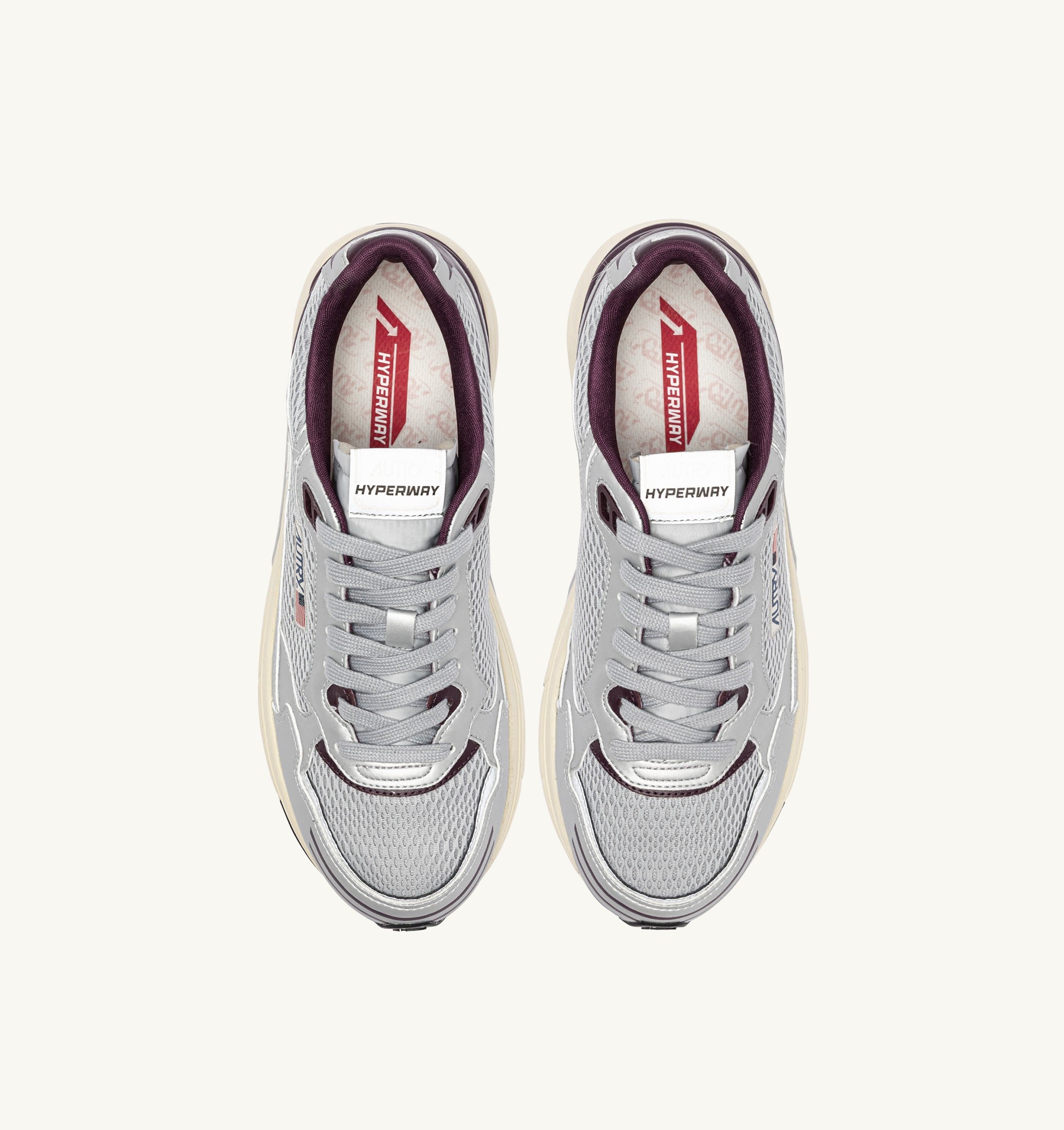 BASKETS HYPERWAY EN CUIR SYNTHÉTIQUE ET MESH ARGENT HARBOR MIST ET FIG