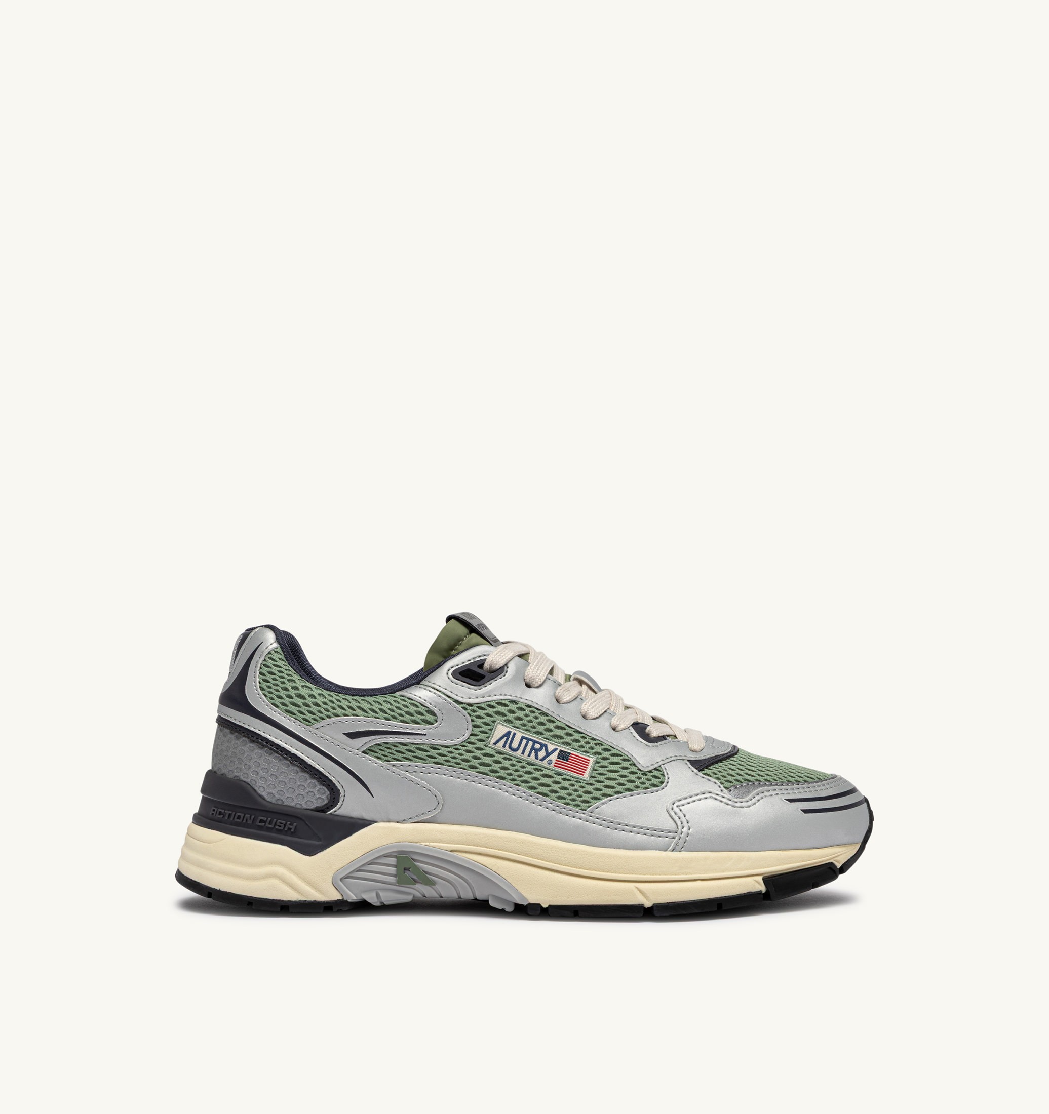 BASKETS HYPERWAY EN CUIR SYNTHÉTIQUE ET MESH ARGENT TEA ET BLAKENED PEARL