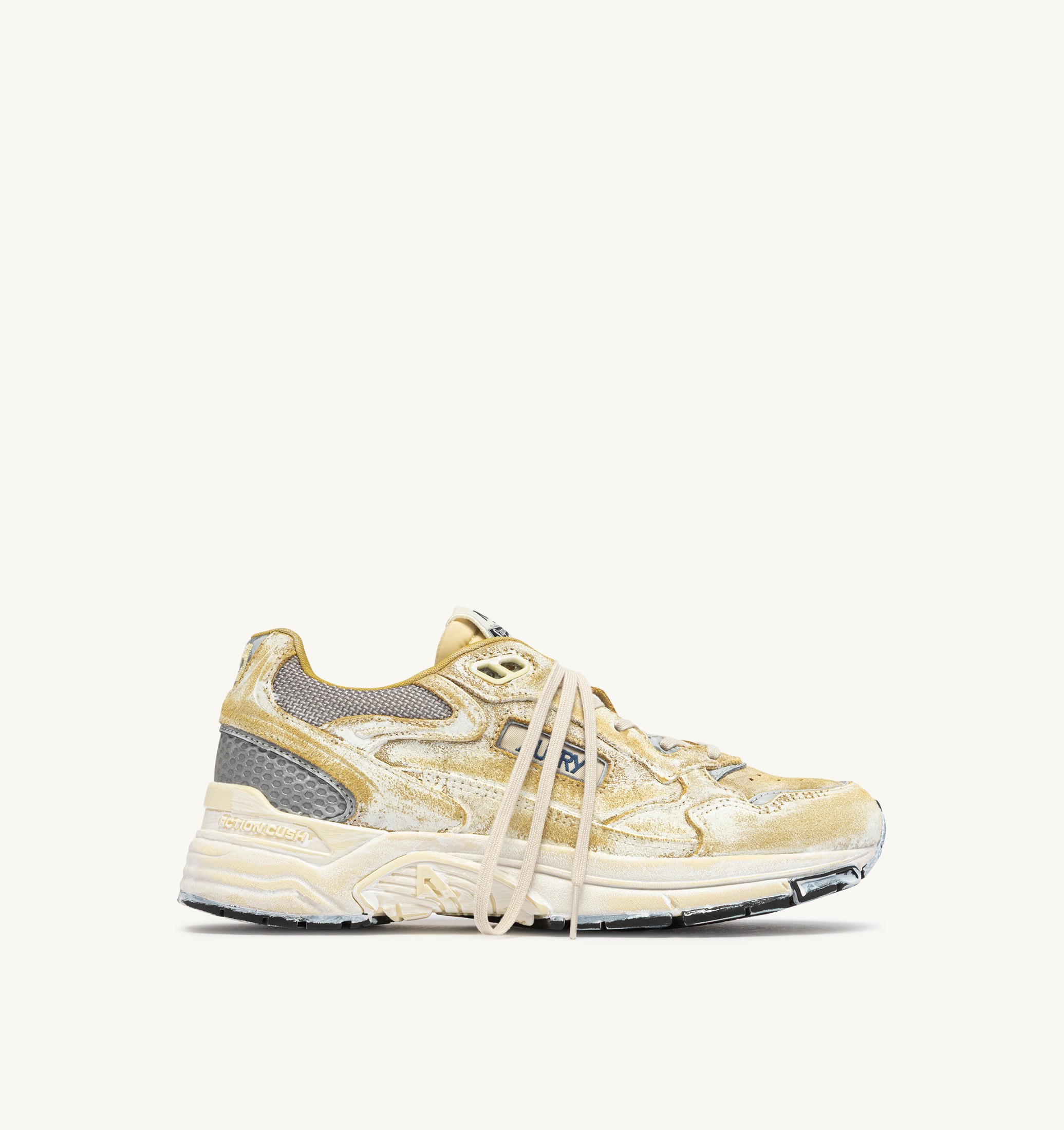 BASKETS HYPERWAY SUPER VINTAGE EN DAIM JAUNE ET ARGENT