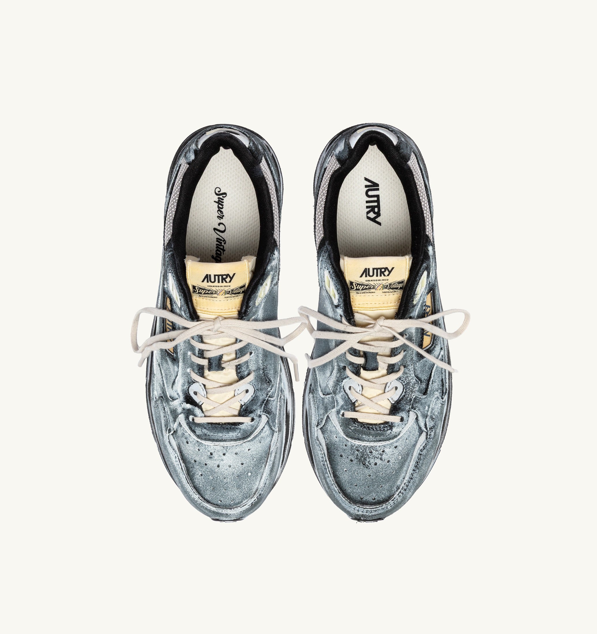 BASKETS HYPERWAY SUPER VINTAGE EN DAIM NOIR ET ARGENT