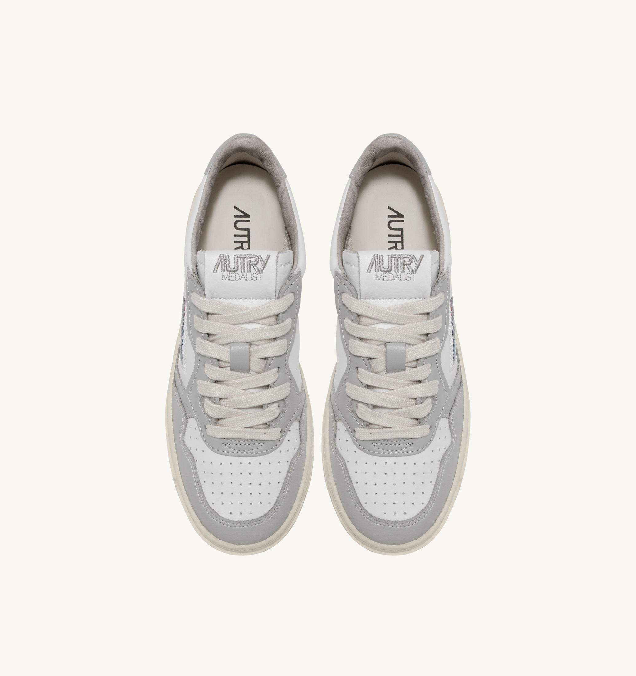 BASKETS MEDALIST LOW BICOLORE EN CUIR BLANC ET VAPOR