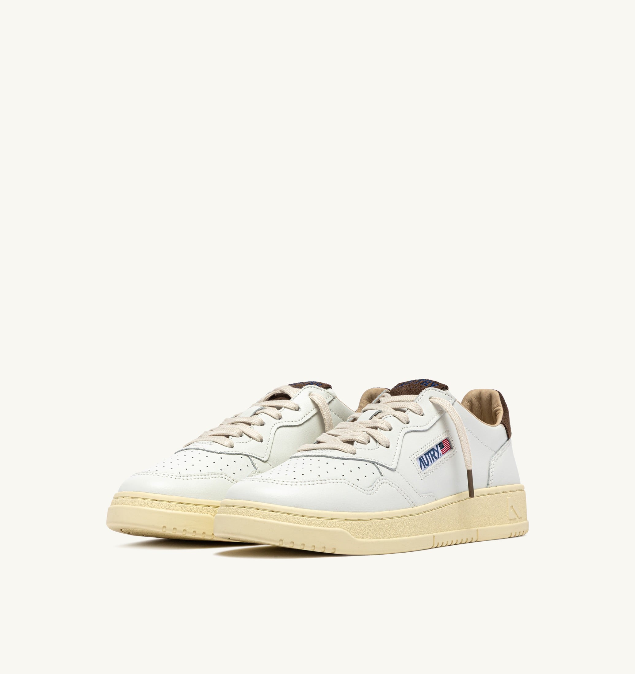 BASKETS MEDALIST LOW EN CUIR BLANC ET DAIM CHOCOLATE CHIP