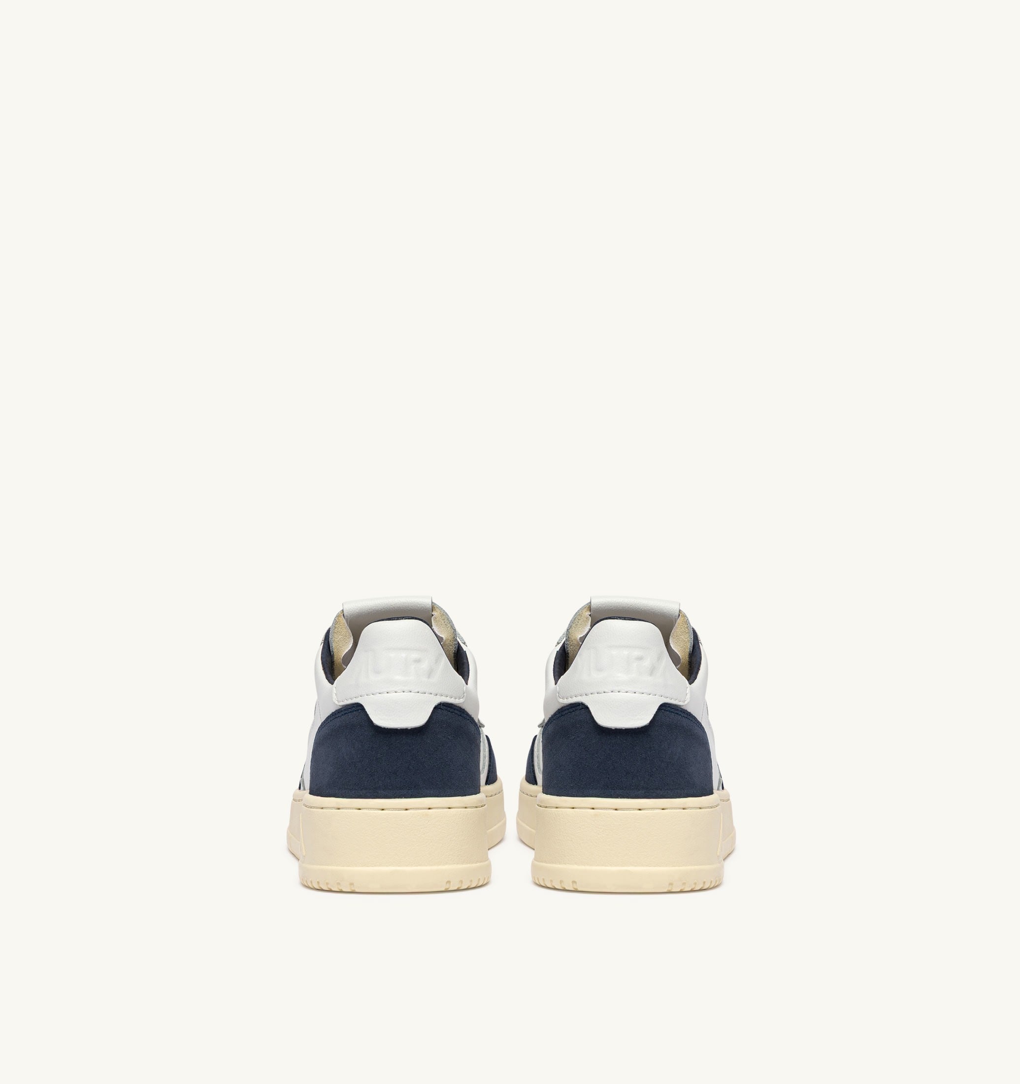 BASKETS MEDALIST LOW EN CUIR BLANC ET DAIM DENIM
