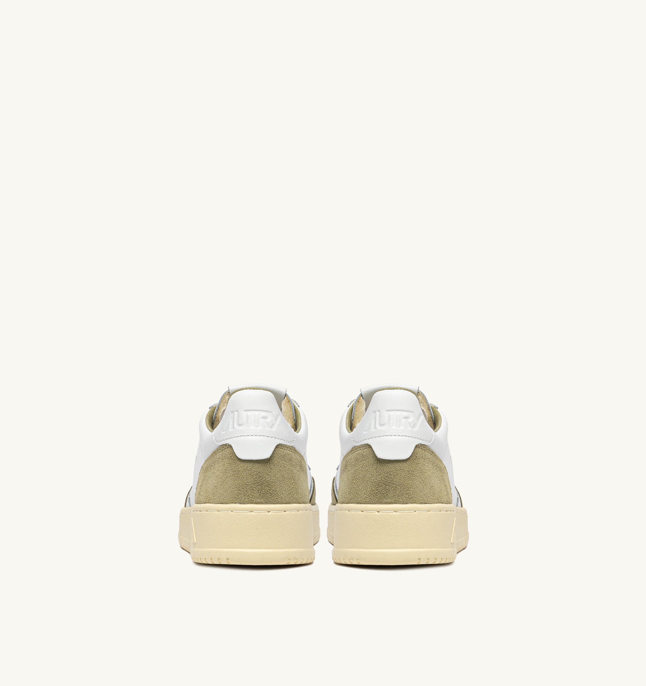 BASKETS MEDALIST LOW EN CUIR BLANC ET DAIM GRAY GREEN