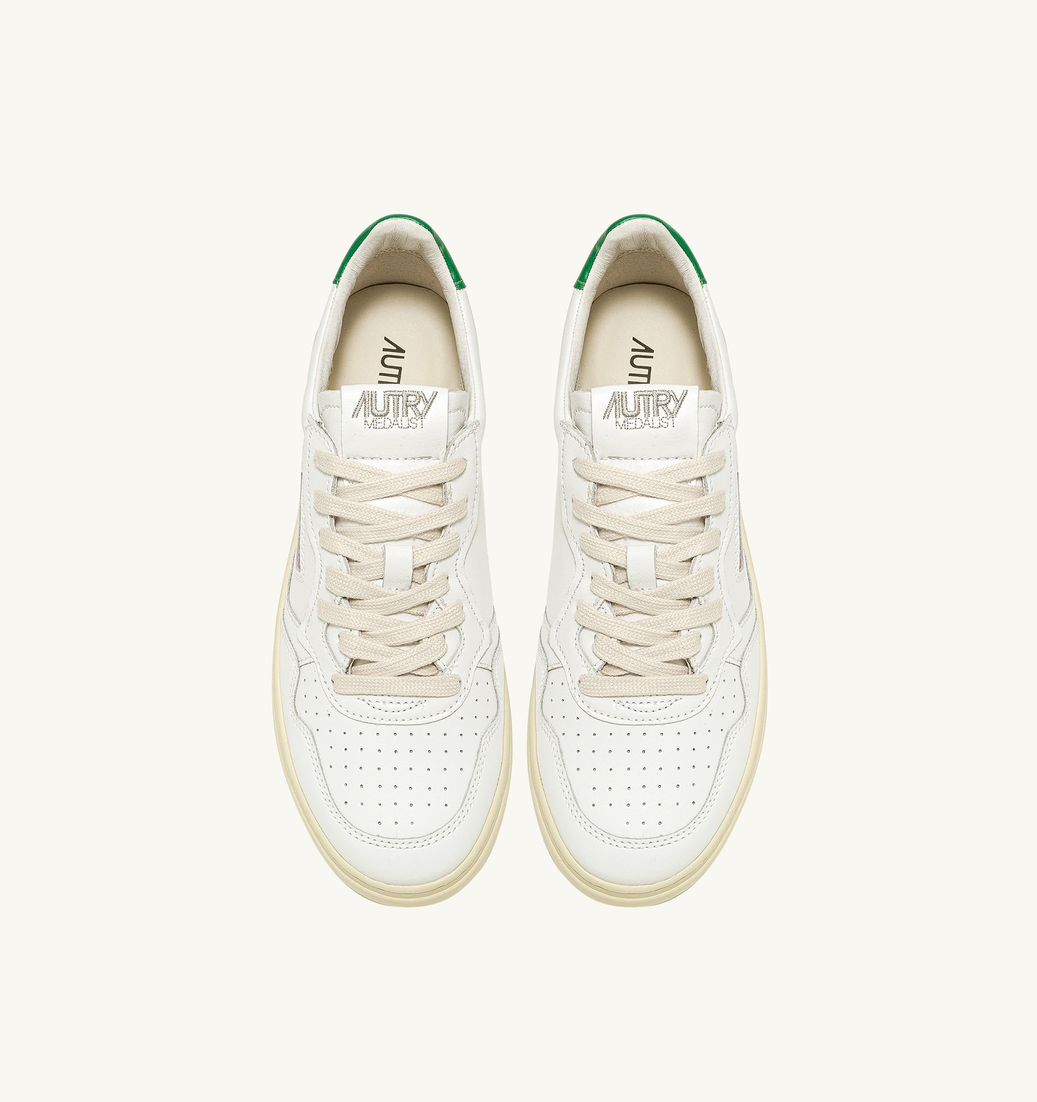 BASKETS MEDALIST LOW EN CUIR BLANC ET VERT
