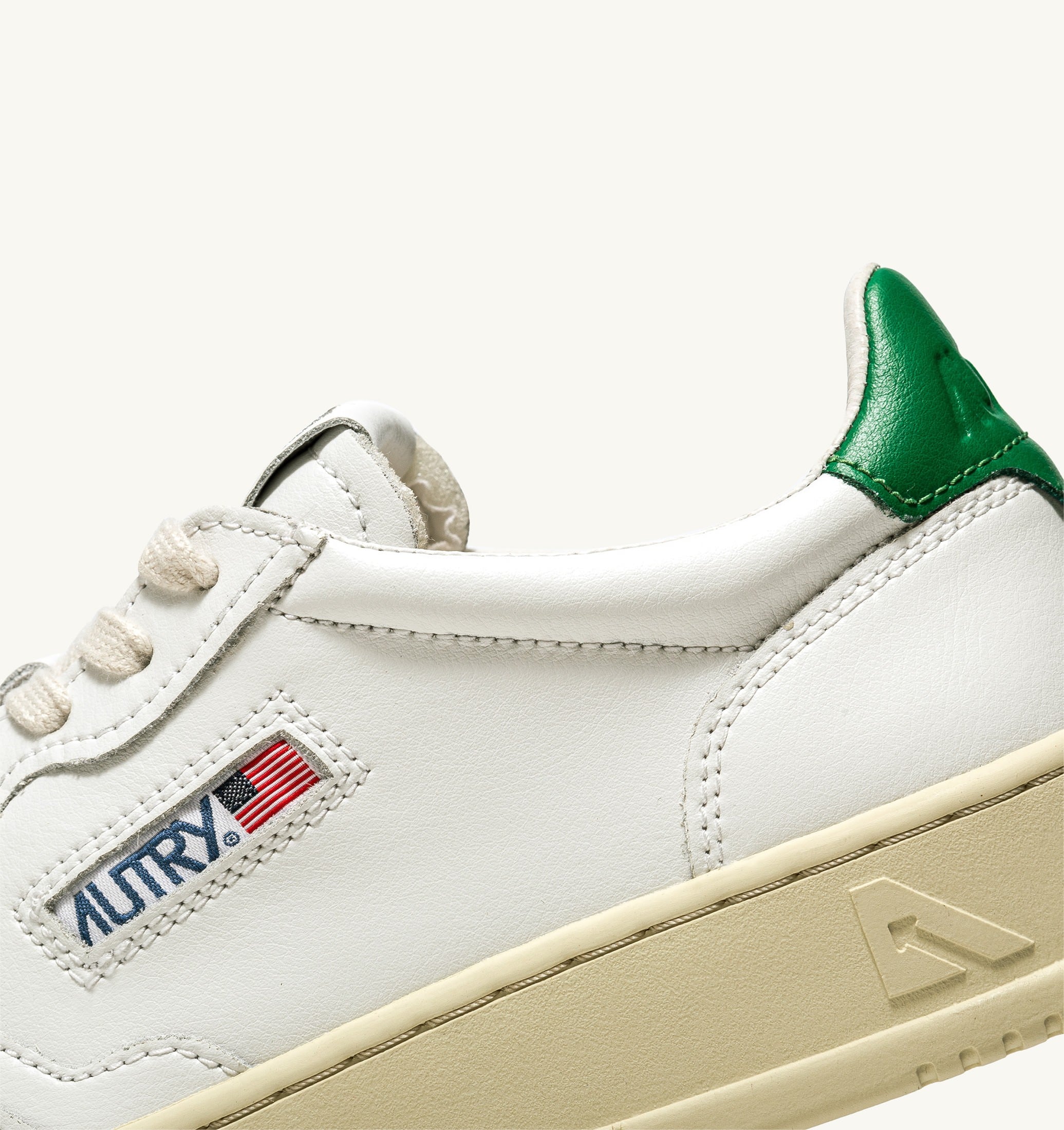 BASKETS MEDALIST LOW EN CUIR BLANC ET VERT