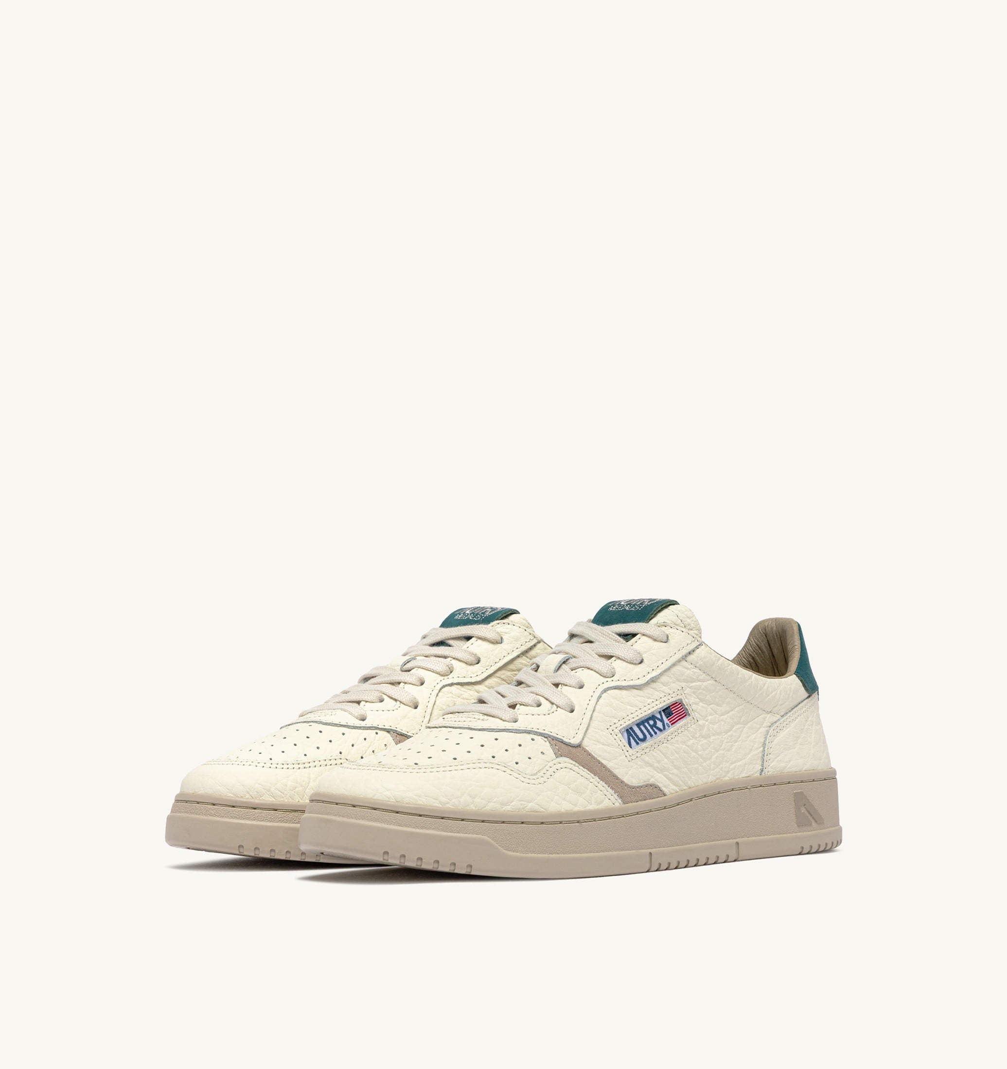 BASKETS MEDALIST LOW EN CUIR FEATHER GRAY ET DARK SEA