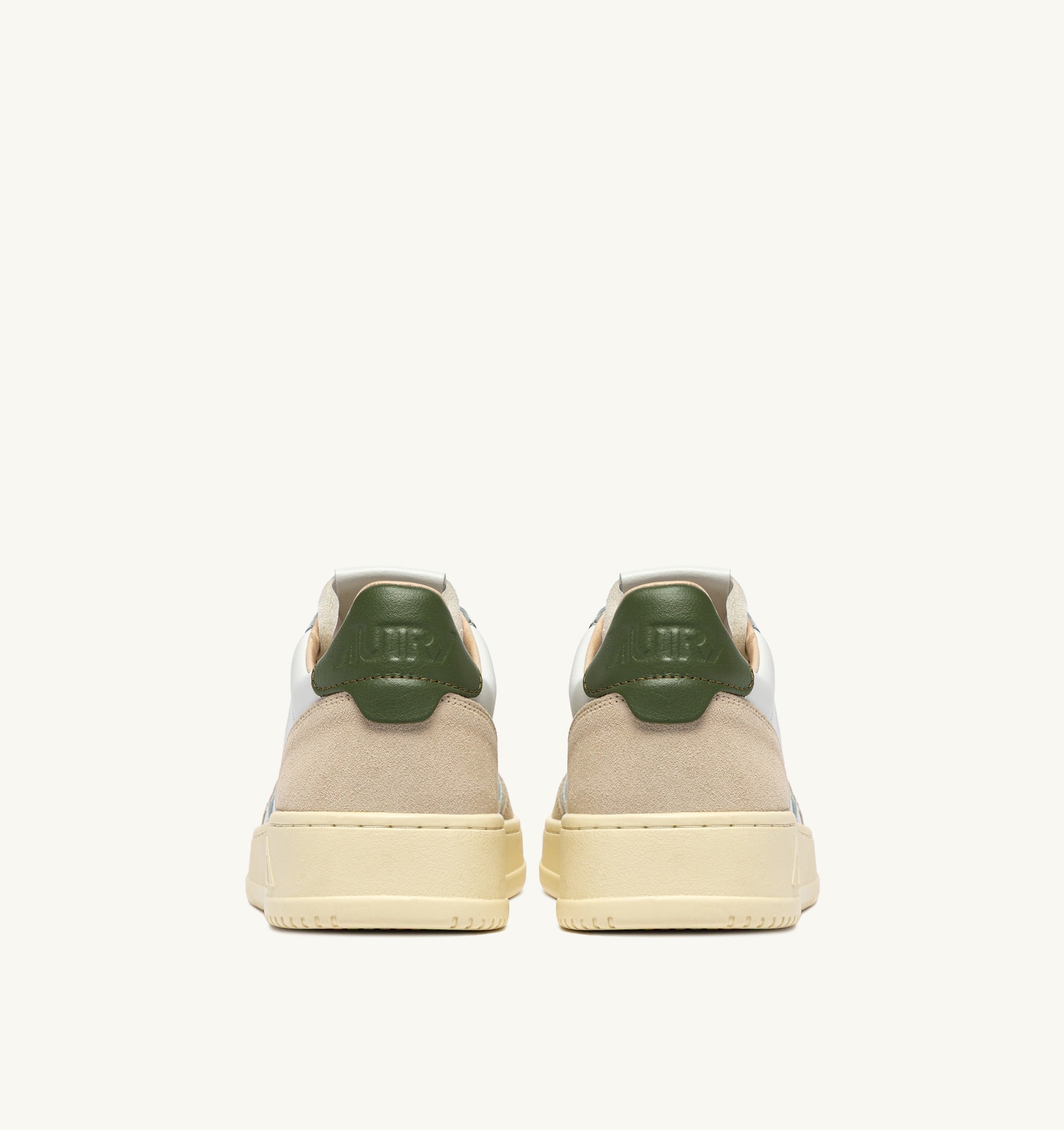 BASKETS MEDALIST LOW EN DAIM ET CUIR BLANC ET BRONZE GREEN