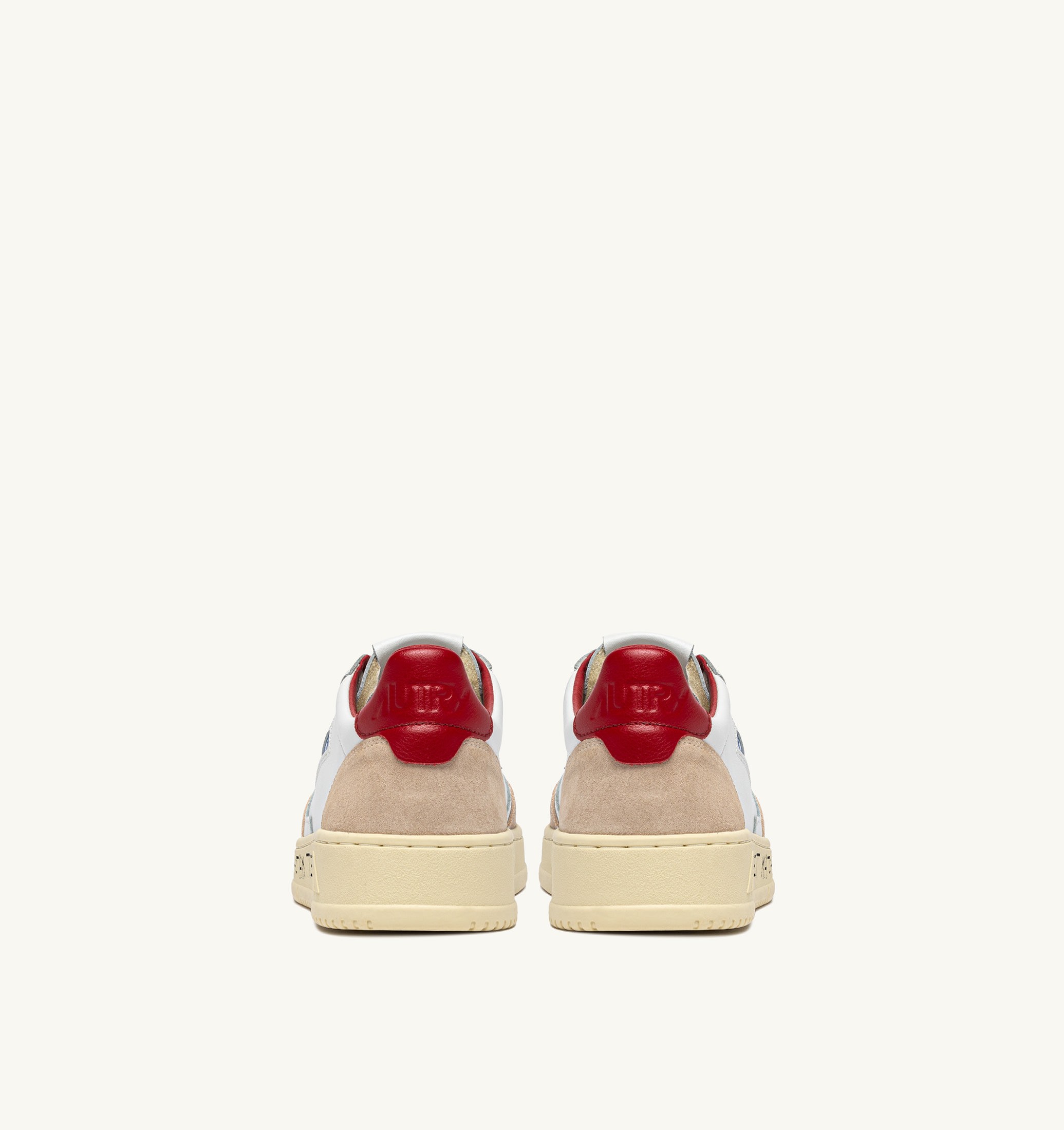 BASKETS MEDALIST LOW EN DAIM ET CUIR BLANC ET ROUGE AVEC LETTERING