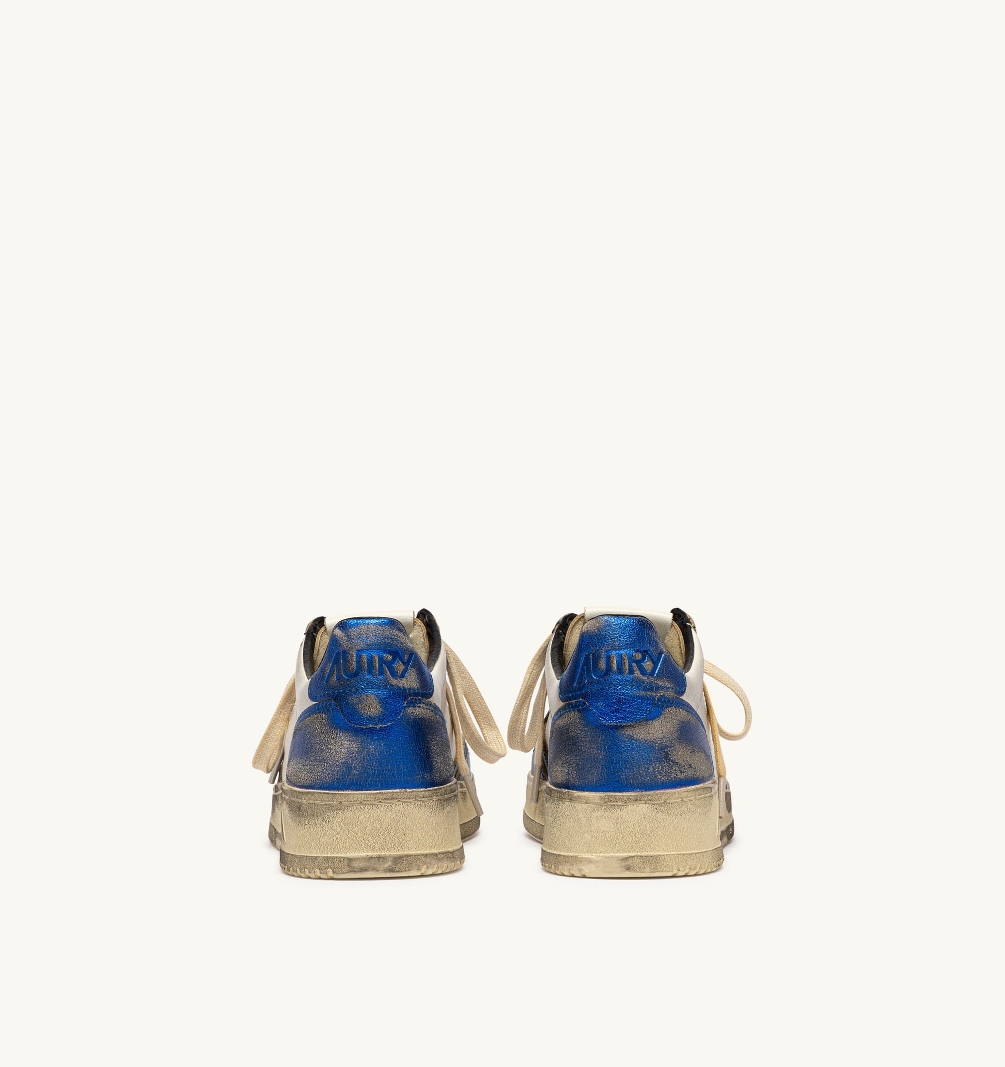 BASKETS MEDALIST LOW SUPER VINTAGE EN CUIR BLANC BLUE SPACE ET BLEU