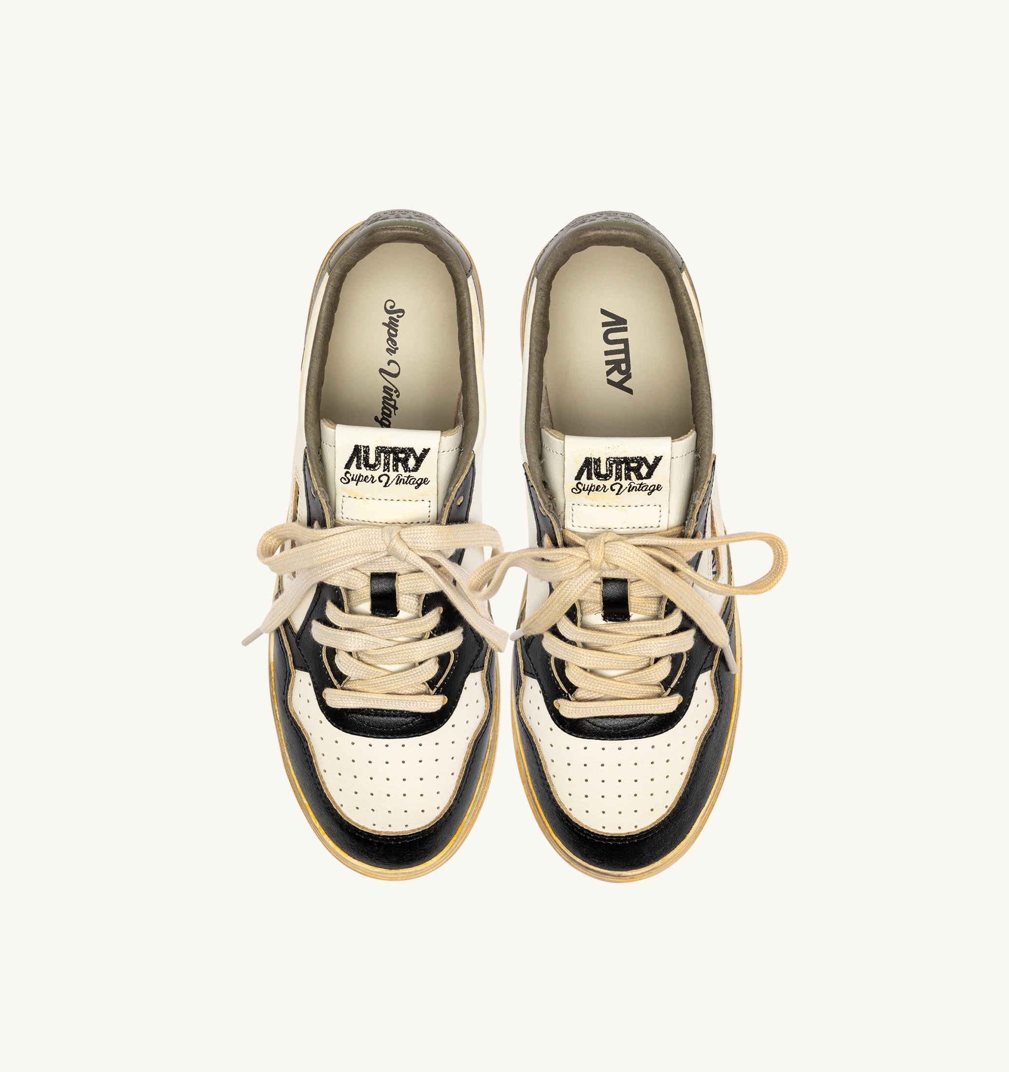 BASKETS MEDALIST LOW SUPER VINTAGE EN CUIR BLANC COVERT GREEN ET NOIR