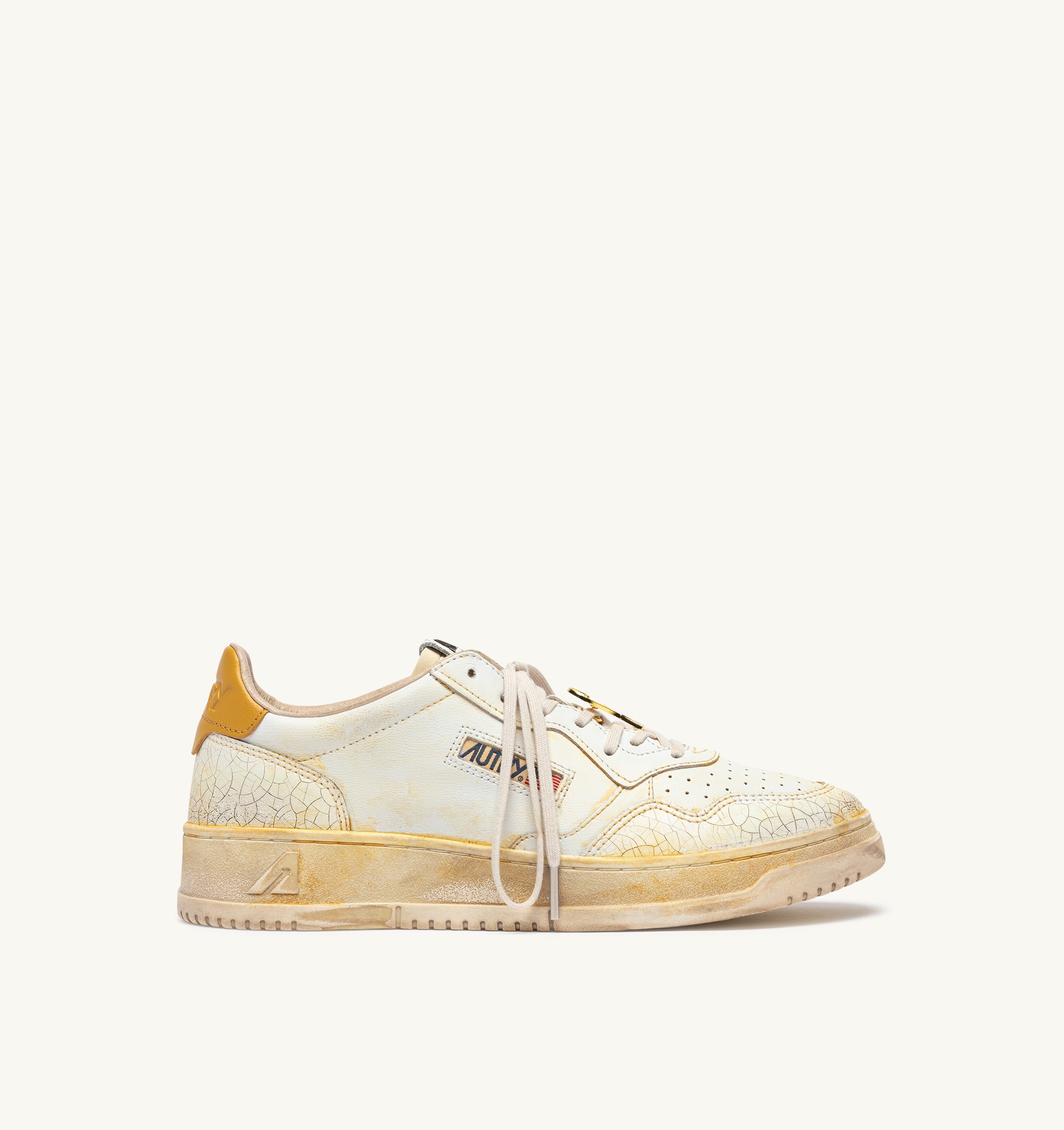 BASKETS MEDALIST LOW SUPER VINTAGE EN CUIR BLANC ET JAUNE