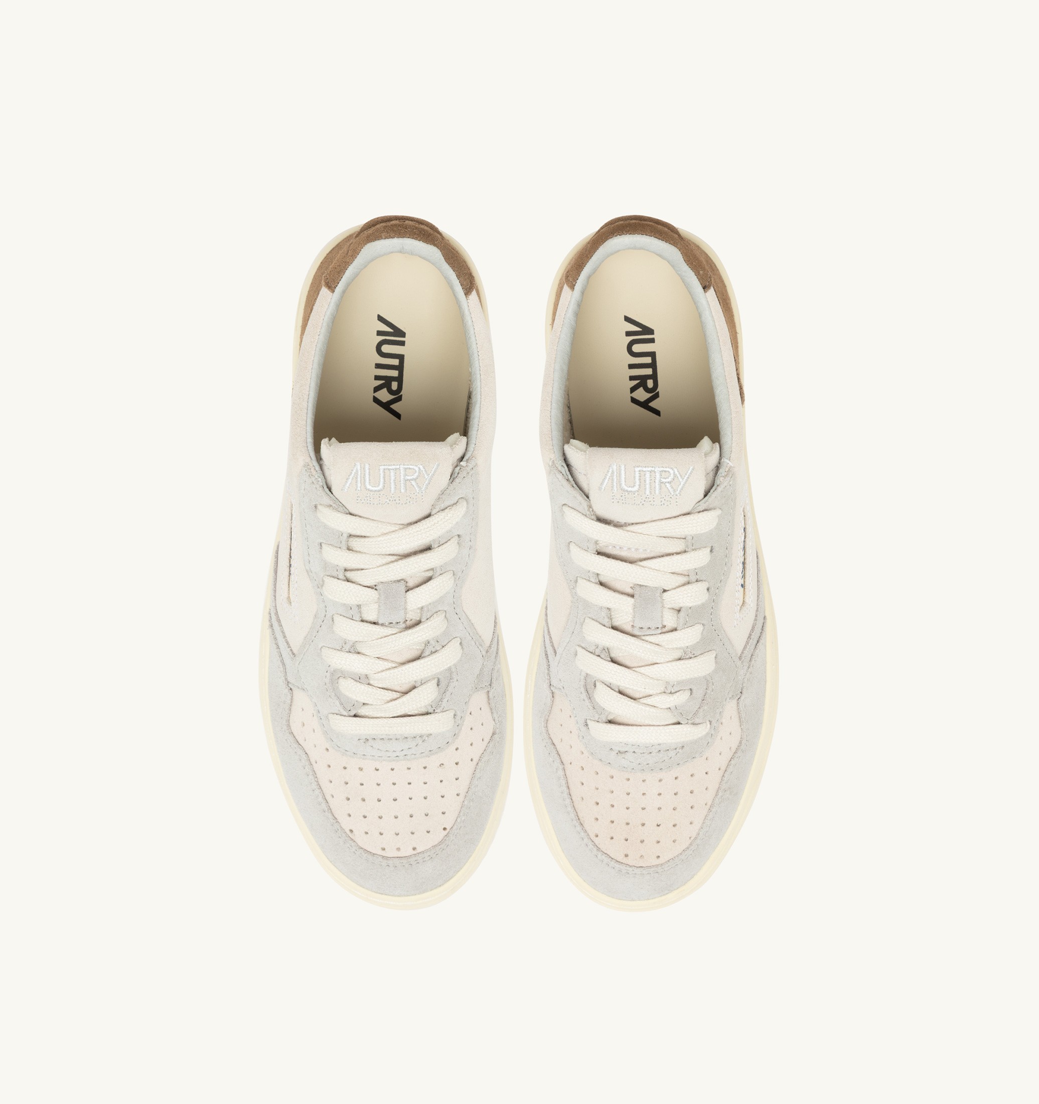 BASKETS MEDALIST LOW TRICOLORE EN DAIM BLANC CIGAR ET VAPOR