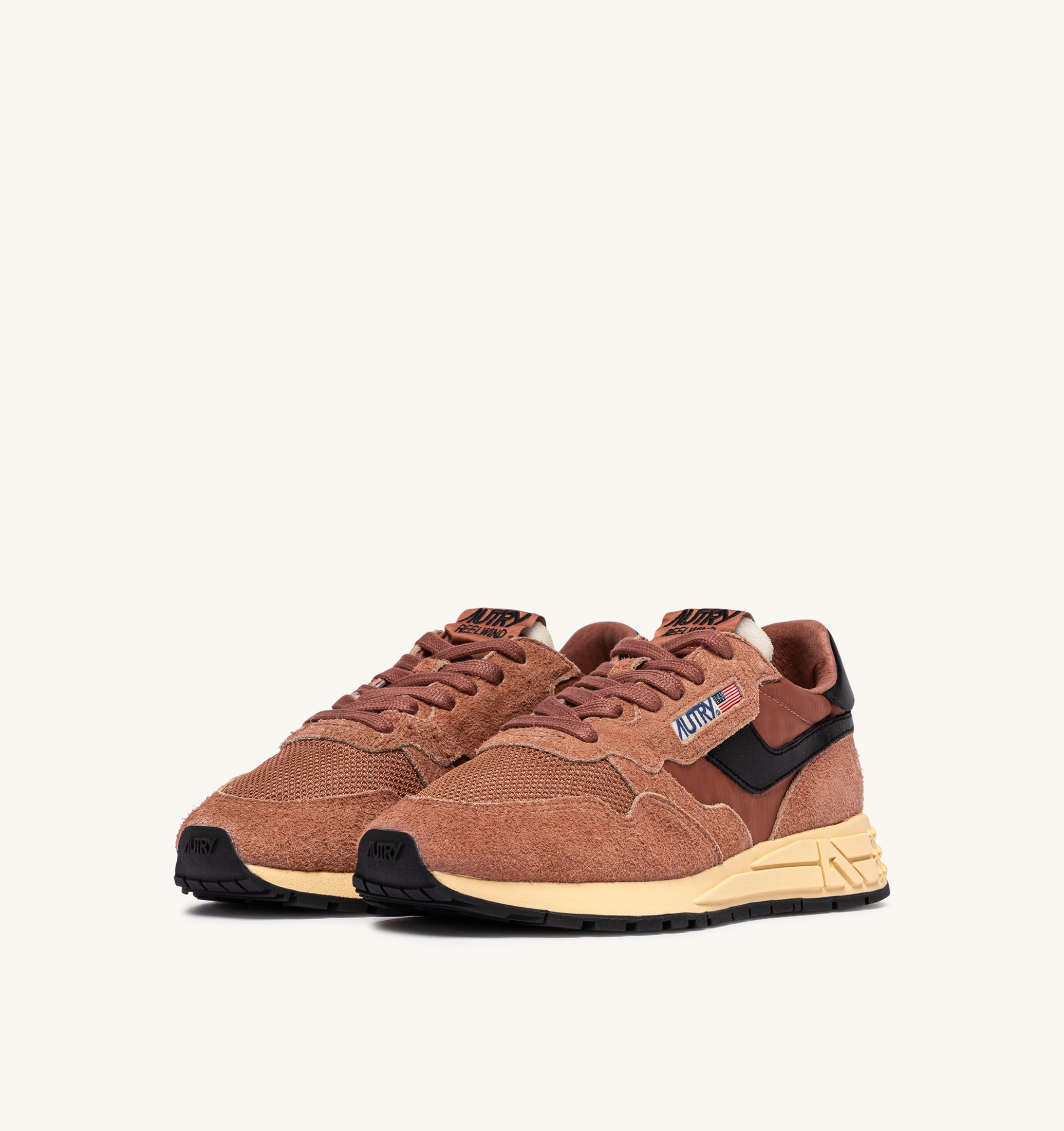 BASKETS REELWIND LOW EN NYLON ET DAIM MOCHA ET NOIR