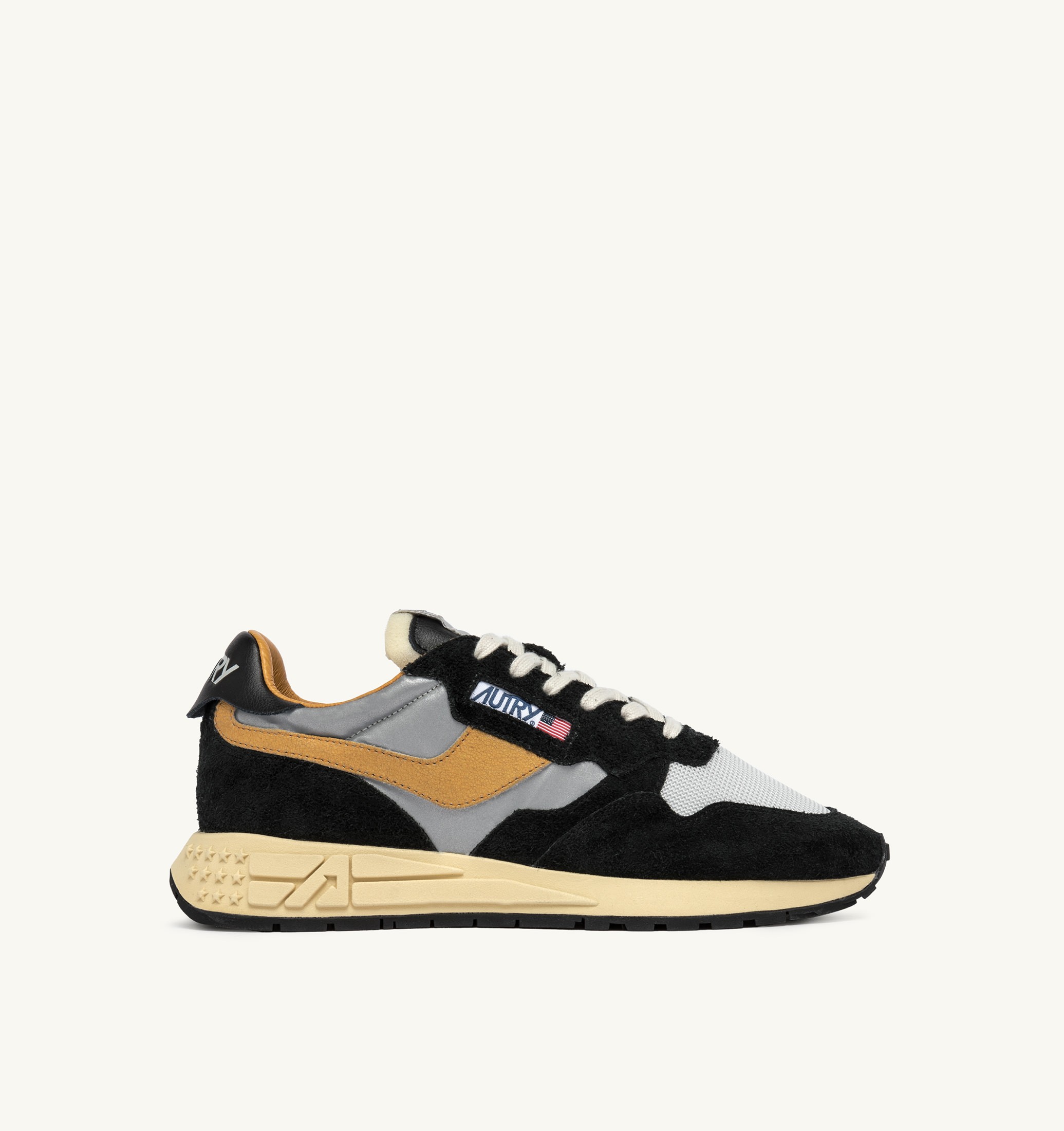 BASKETS REELWIND LOW EN DAIM NOIR ET NYLON RÉFLÉCHISSANT
