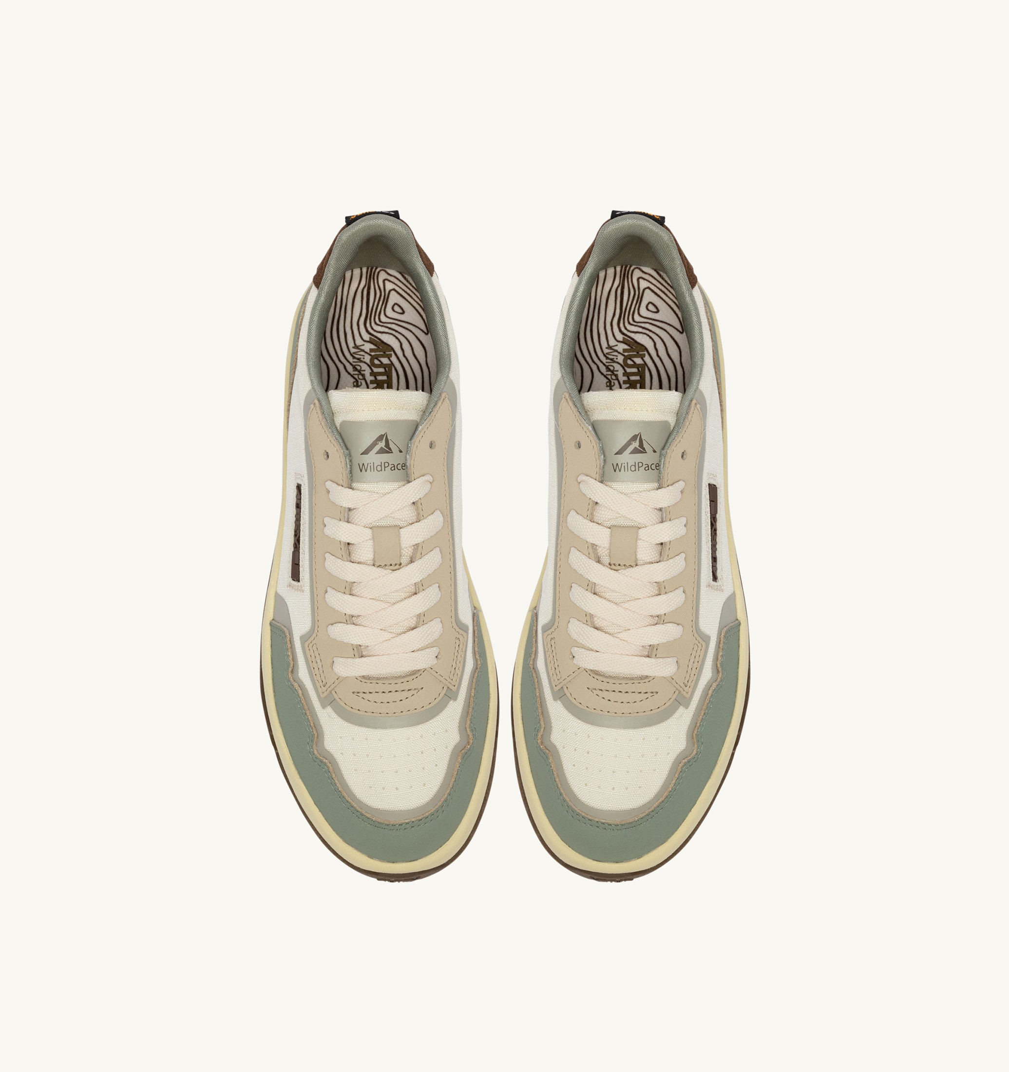 BASKETS WILDPACE LOW EN CORDURA ET CUIR MARSHMALLOW ET SEA GRASS