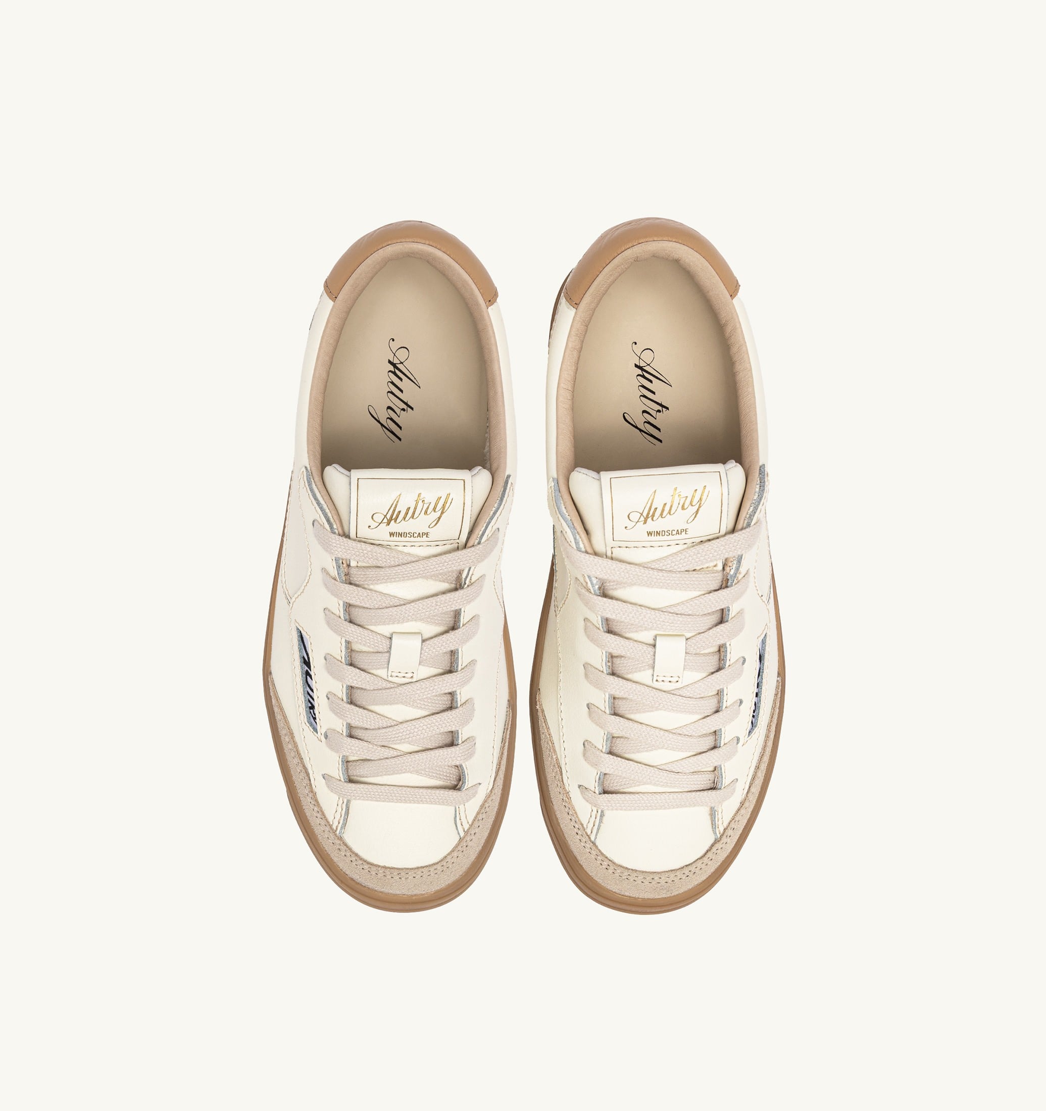 BASKETS WINDSCAPE LOW EN CUIR MARSHMALLOW ET TAN